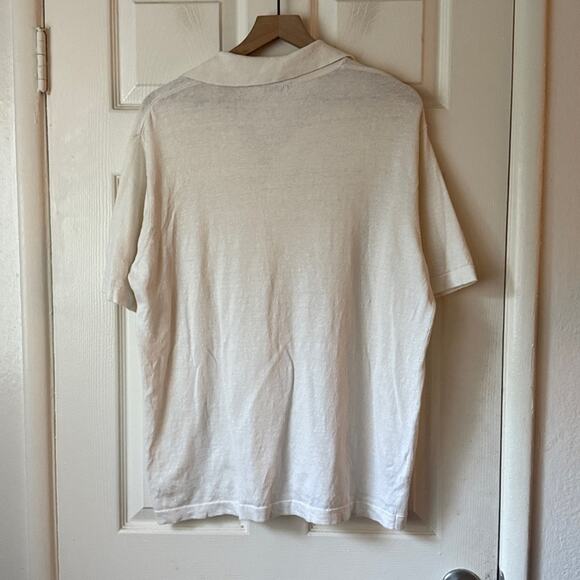 Mango Slim-Fit Cotton Piqué Textured Polo Shirt White size men's large - Picture 5 of 5